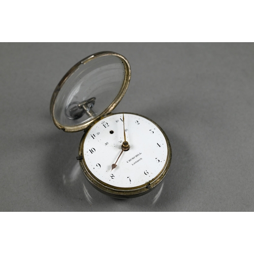 460 - A George III pair case watch, the verge movement no 25455 with chain fusée and four plain tur... 