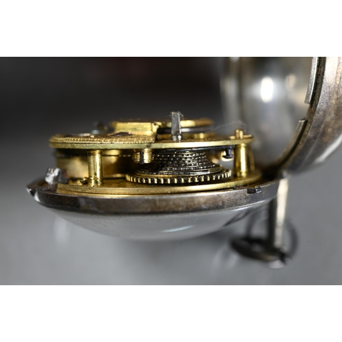 460 - A George III pair case watch, the verge movement no 25455 with chain fusée and four plain tur... 