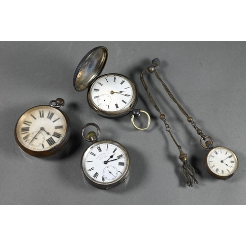 461 - A Victorian silver pocket watch with Longines Baume keywind movement, London 1884, to/w a silver hun... 