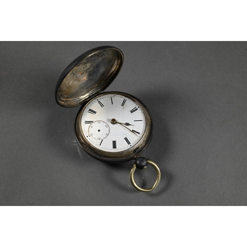 461 - A Victorian silver pocket watch with Longines Baume keywind movement, London 1884, to/w a silver hun... 