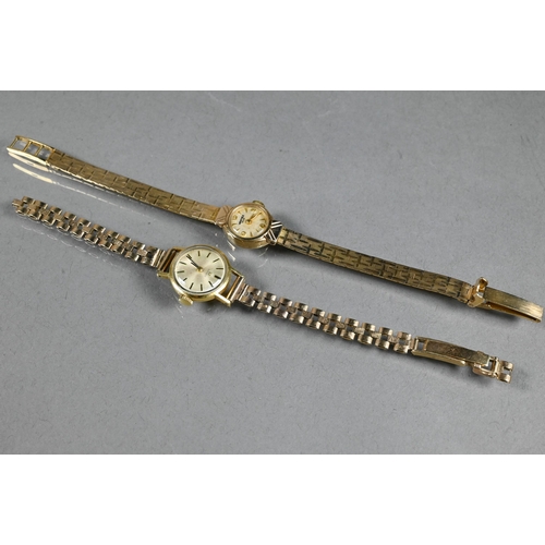 462 - Two lady's 9ct gold wristwatches with bracelet straps, Tissot and Vertex, 32.9g all in