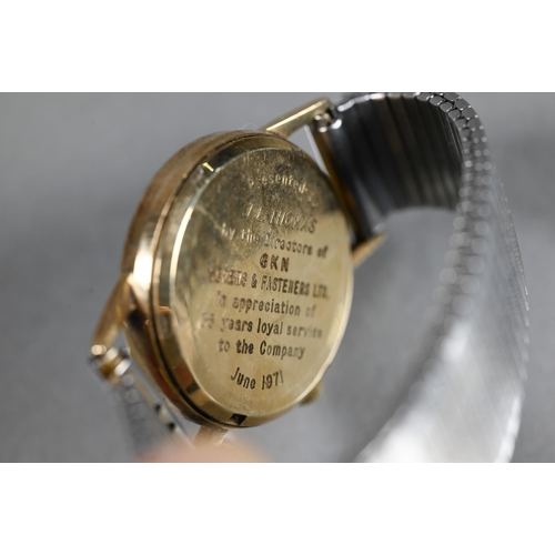 463 - A gentleman's 9ct gold wristwatch by J W Benson of London, with Swiss 25-jewel automatic movement (c... 