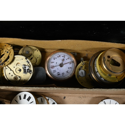 465 - A collection of mostly Victorian pocket-watch movements to/w dials, dust-covers and other part movem... 