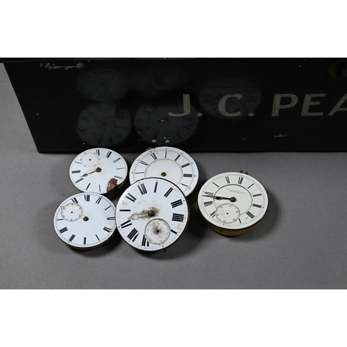 465 - A collection of mostly Victorian pocket-watch movements to/w dials, dust-covers and other part movem... 