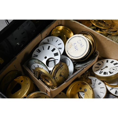 465 - A collection of mostly Victorian pocket-watch movements to/w dials, dust-covers and other part movem... 