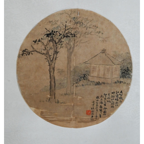 572 - Two 19th century Chinese circular fan paintings, signed Cheng Heng Ke (1876-1923) and Zheng Ye (moun... 