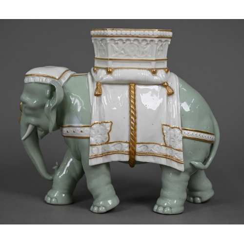 598 - A Victorian Royal Worcester vase modelled as an elephant with howdah, by James Hadley, 20 cm high