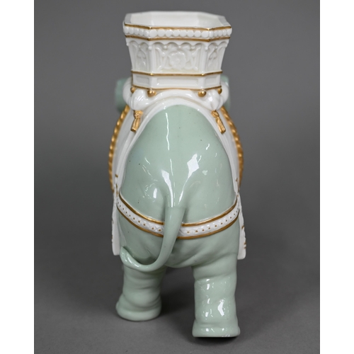 598 - A Victorian Royal Worcester vase modelled as an elephant with howdah, by James Hadley, 20 cm high