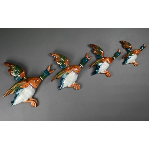 602 - A graduated set of four Beswick flying duck wall ornaments, 26-14 cm