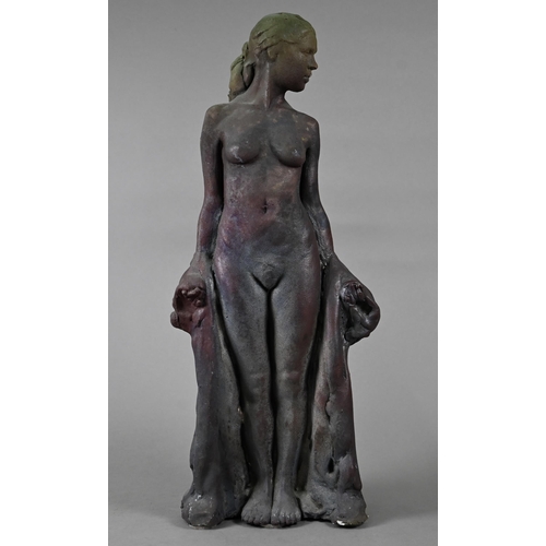 604 - Walter Awlson (Scottish b1949) - a clinker-moulded sculpture, female nude study, signed and dated 19... 