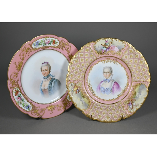 613 - A Louis-Phillipe Sèvres cabinet plate painted with a portrait of Mme de Pompadour signed 'Morin', th... 