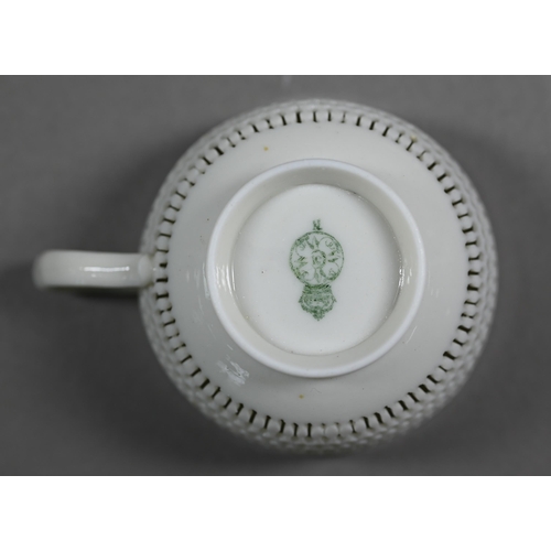 616 - A Victorian Royal Worcester cabinet cup and saucer with delicate reticulated body, saucer 11 cm diam... 