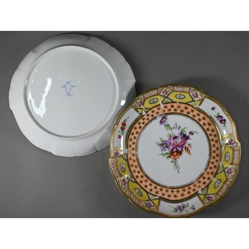 620 - A 19th century 'Church Gresley' pattern ice cream service with Sèvres mark, painted with floral spra... 