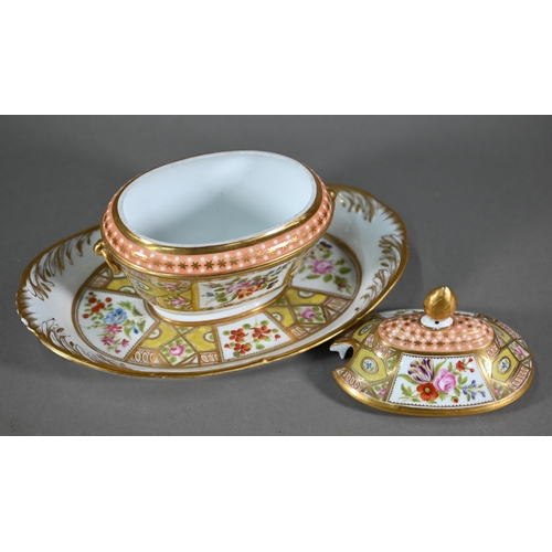 620 - A 19th century 'Church Gresley' pattern ice cream service with Sèvres mark, painted with floral spra... 