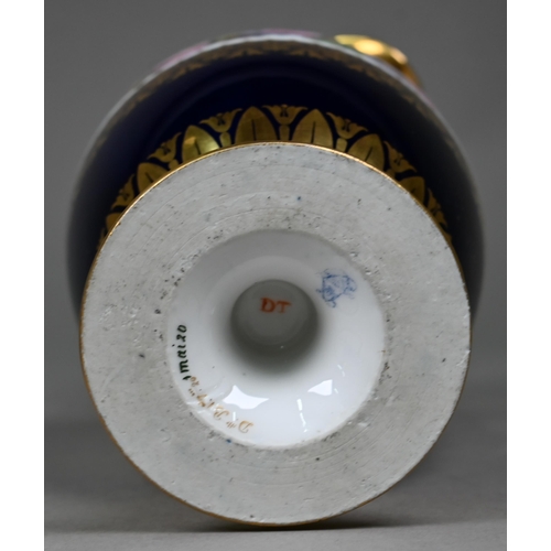 622 - An early 20th century Sèvres porcelain baluster jug with matching elliptical bowl, finely painted wi... 