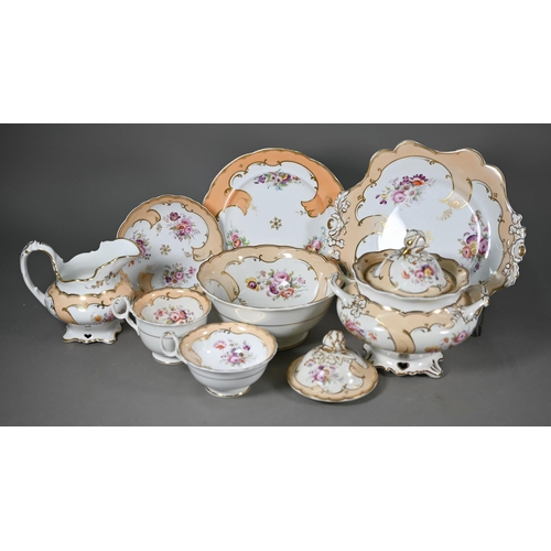 629 - An early Victorian bone china tea service in the manner of Ridgway, painted and printed with sprays ... 