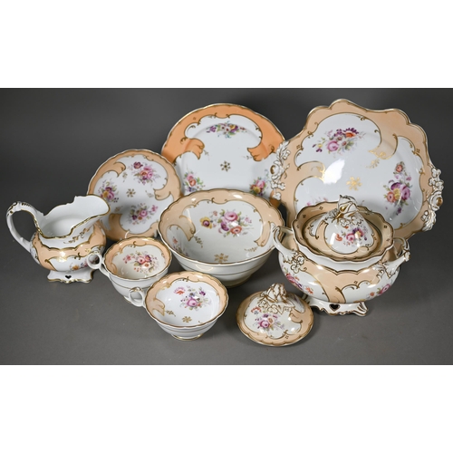 629 - An early Victorian bone china tea service in the manner of Ridgway, painted and printed with sprays ... 