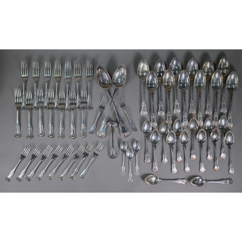 63 - An extensive Georgian Scottish silver set of flatware in modified king's pattern, J.W. Howden, Edinb... 