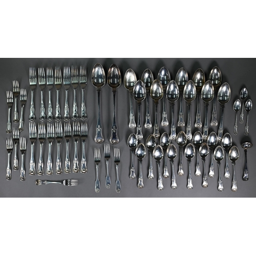 63 - An extensive Georgian Scottish silver set of flatware in modified king's pattern, J.W. Howden, Edinb... 