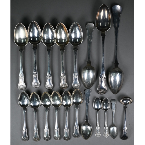 63 - An extensive Georgian Scottish silver set of flatware in modified king's pattern, J.W. Howden, Edinb... 