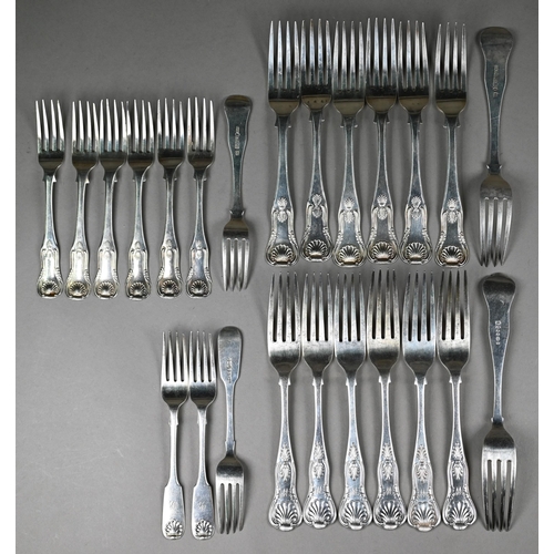 63 - An extensive Georgian Scottish silver set of flatware in modified king's pattern, J.W. Howden, Edinb... 