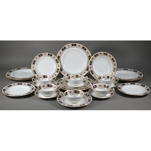 633 - A Royal Crown Derby 'Derby China' part dinner service, 23 pieces, 1966