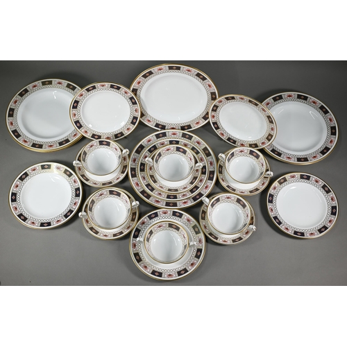 633 - A Royal Crown Derby 'Derby China' part dinner service, 23 pieces, 1966