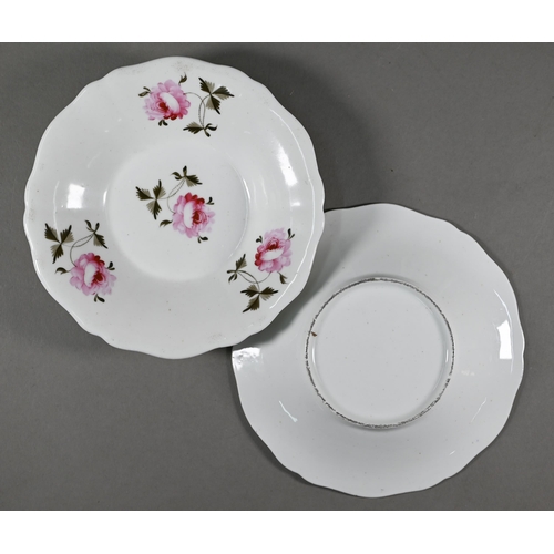 634 - A Victorian floral-painted china mixed set of fourteen tea/coffee cups and saucers with slop-bowl an... 