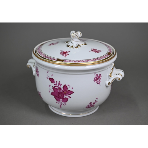 640 - A Herend porcelain ice-bucket with puce-painted floral motifs