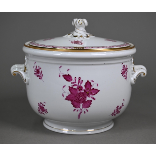 640 - A Herend porcelain ice-bucket with puce-painted floral motifs