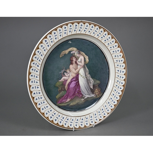 643 - A Victorian Wedgwood pottery charger, painted with classical scene, possibly Perseus seduced by Circ... 