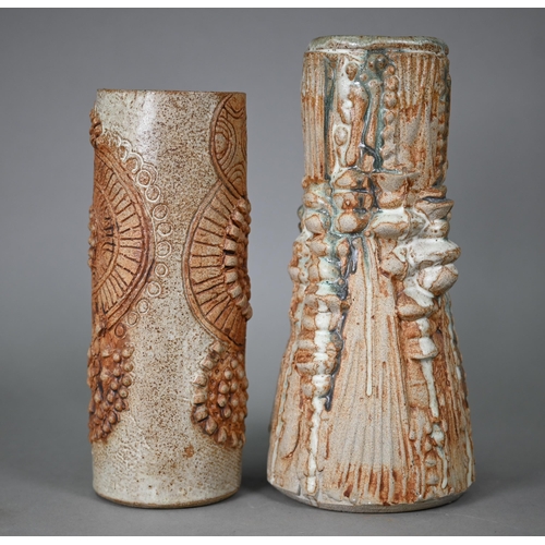 658 - AMENDED ESTIMATE Bernard Rooke (b 1938) - An abstract design 27 cm stoneware vase with tapering base... 