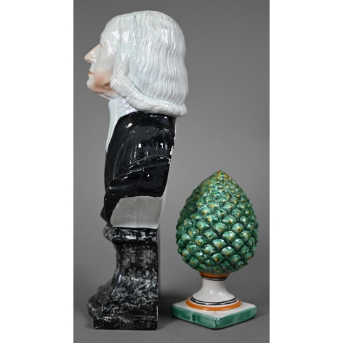 662 - A Staffordshire pearlware bust in the manner of Enoch Wood - The Revd John Wesley, on marbled socle,... 