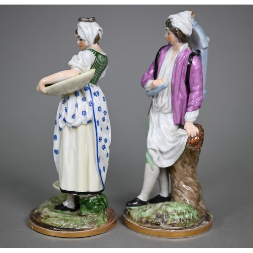 663 - Two antique Continental porcelain figures of street-vendors, to/w a pair of (probably) Samson of Par... 