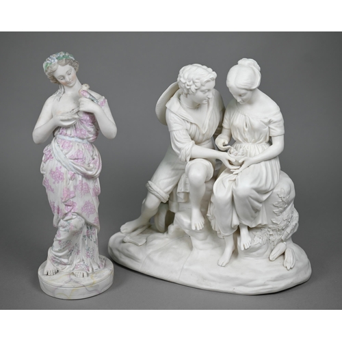 664 - A Victorian Copeland parian group 'Paul and Virginia' (from the Bernadin de Saint-Pierre novel), sea... 