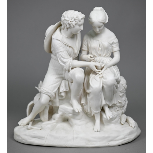 664 - A Victorian Copeland parian group 'Paul and Virginia' (from the Bernadin de Saint-Pierre novel), sea... 