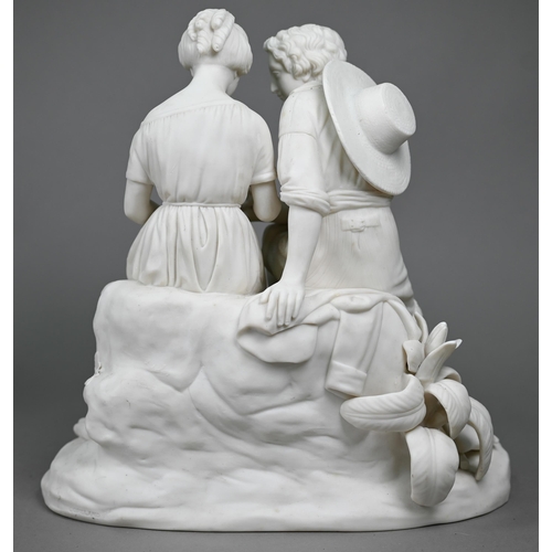 664 - A Victorian Copeland parian group 'Paul and Virginia' (from the Bernadin de Saint-Pierre novel), sea... 