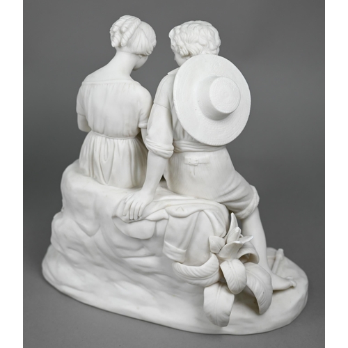 664 - A Victorian Copeland parian group 'Paul and Virginia' (from the Bernadin de Saint-Pierre novel), sea... 