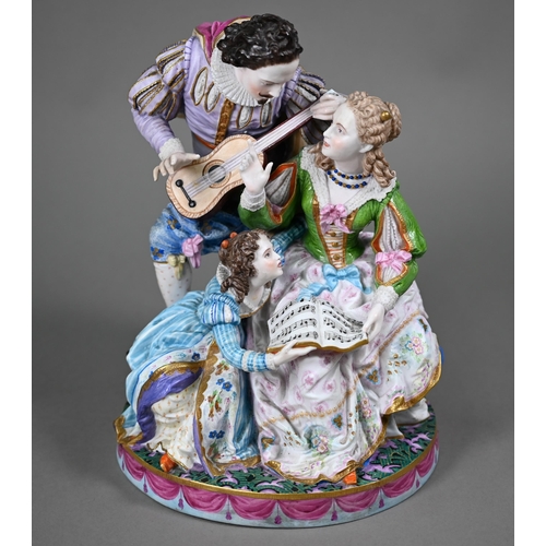 A Victorian George Jones painted bisque porcelain group, The Music ...