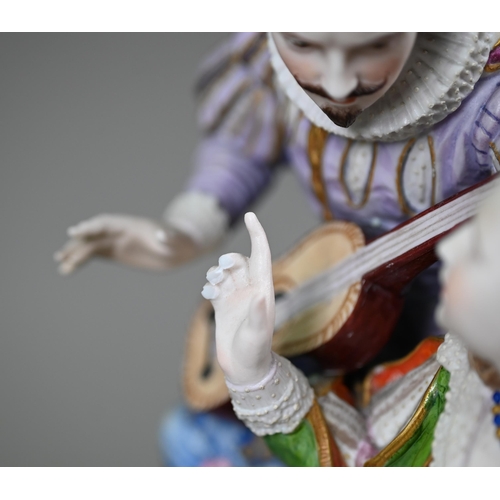 669 - A Victorian George Jones painted bisque porcelain group, The Music Lesson, 29 cm