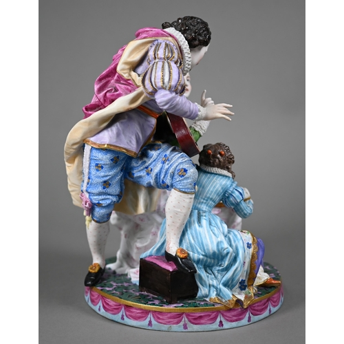 669 - A Victorian George Jones painted bisque porcelain group, The Music Lesson, 29 cm