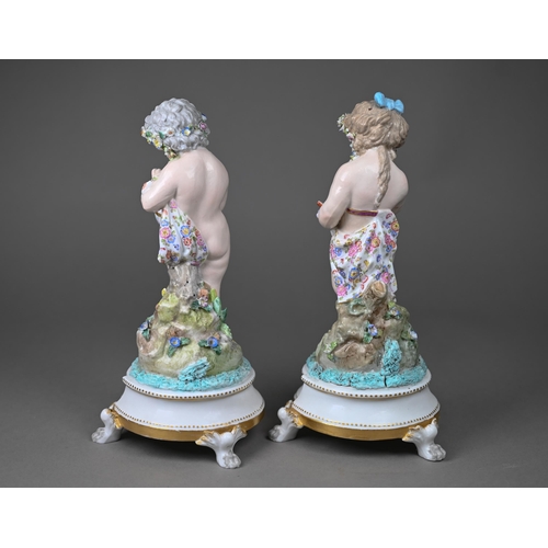 673 - A pair of Fontainbleu porcelain Allegorical figures of putti, symbolising Art and Education, 24 cm h... 