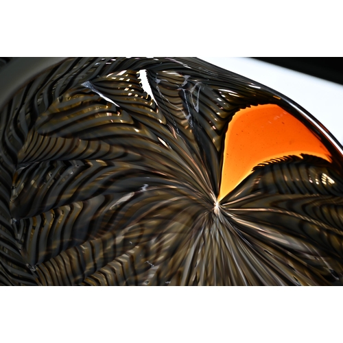 680A - A Luca Vidal Murano bowl with elongated outsize cane swirling designs, 53 x 44cm