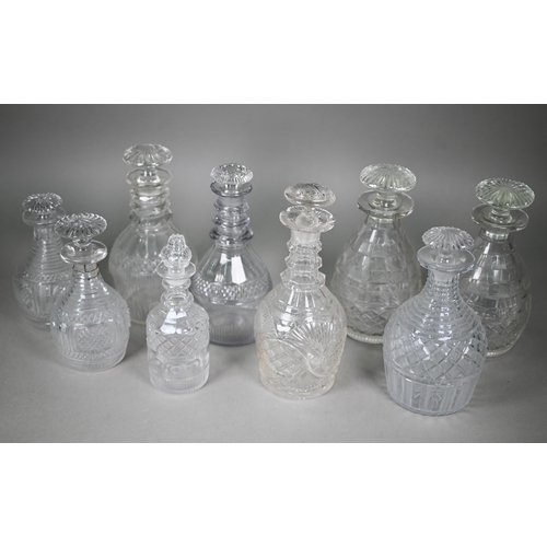 696 - Two pairs of 19th century cut glass decanters, to/w five various other decanters (box)