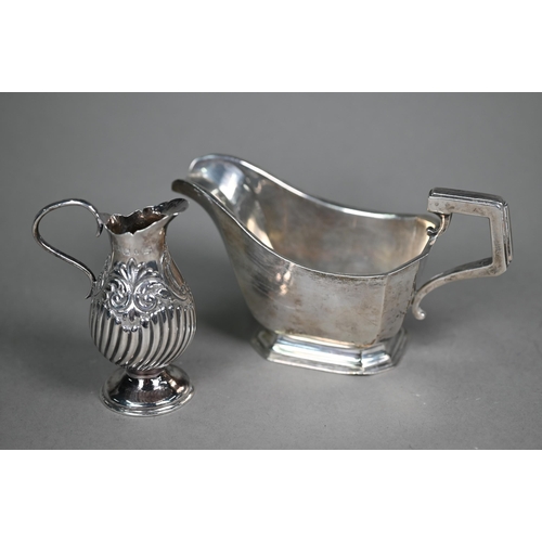 71 - A Victorian silver baluster cream, Birmingham 1893, to/w an Art Deco style sauce-boat, Birmingham 19... 