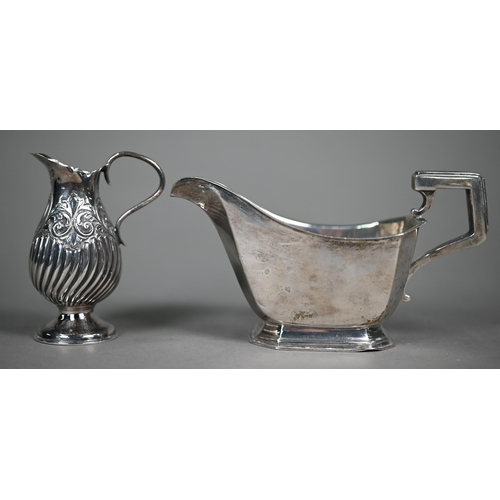 71 - A Victorian silver baluster cream, Birmingham 1893, to/w an Art Deco style sauce-boat, Birmingham 19... 