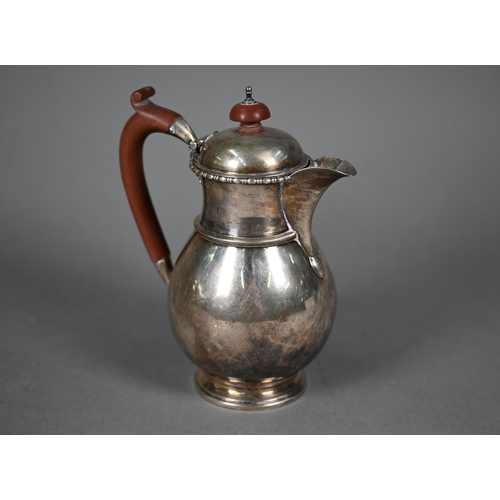 84 - A silver pear-shaped chocolate pot with composite handle and finial, (makers' mark rubbed) Birmingha... 