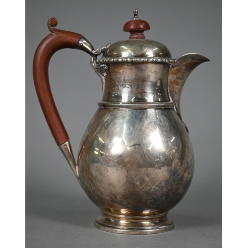 84 - A silver pear-shaped chocolate pot with composite handle and finial, (makers' mark rubbed) Birmingha... 