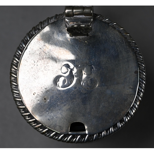 90 - A George III silver mustard with embossed and chased foliate and scroll decoration, maker's mark rub... 