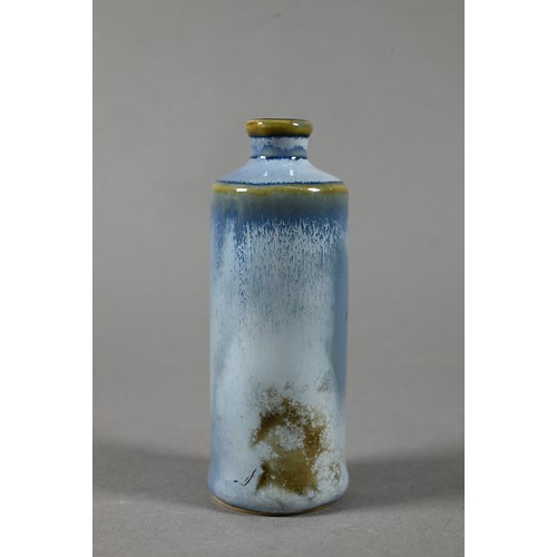 585 - A 20th century Chinese inside painted glass snuff bottle with orange glass stopper painted with Maca... 